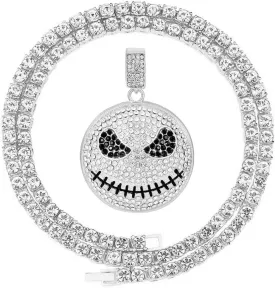 HH BLING EMPIRE 14k Gold Silver Plated Hip Ho Rapper Pendant Chain Necklace for Men, Iced Out Diamond King Pendant with Rope Tennis Chains 22 Inch