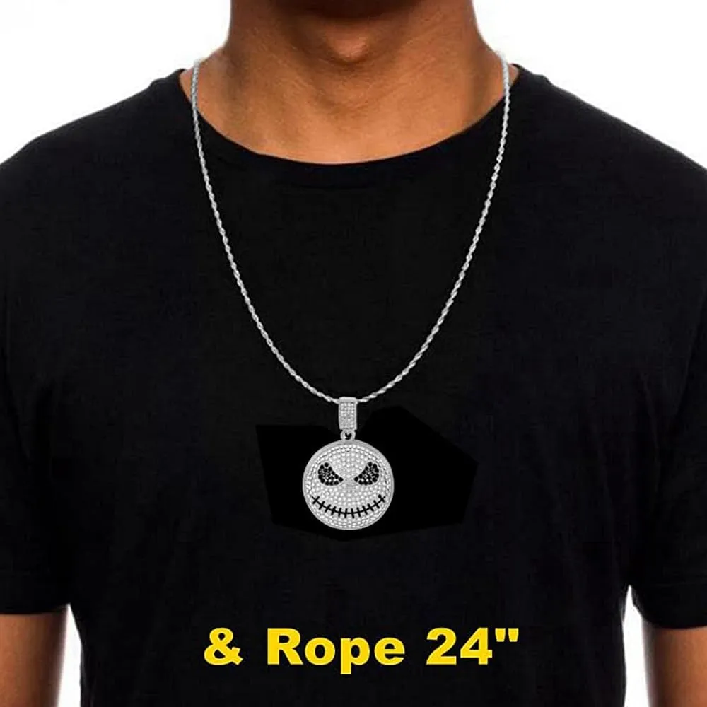 HH BLING EMPIRE 14k Gold Silver Plated Hip Ho Rapper Pendant Chain Necklace for Men, Iced Out Diamond King Pendant with Rope Tennis Chains 22 Inch