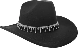 INOGIH Western Outback Cowboy Hats - Fashionable Cowgirl Hats Felt Fedora Hat for Party Music Festival
