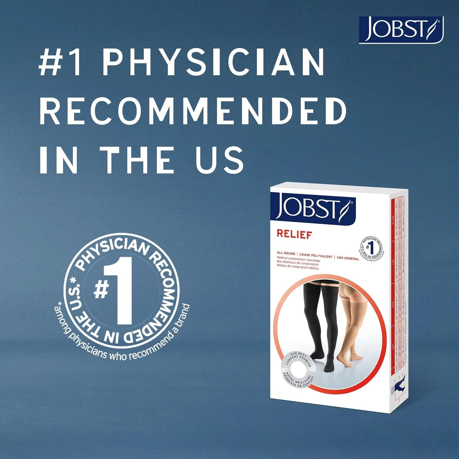 JOBST Relief 15-20 mmHg Compression Stockings, Knee High, Closed Toe | Compression Socks for Women/ Men for Tired, Aching or Swollen Legs