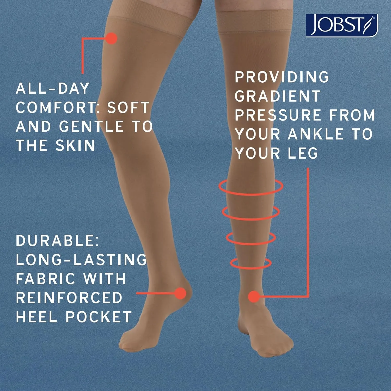 JOBST Relief 15-20 mmHg Compression Stockings, Knee High, Closed Toe | Compression Socks for Women/ Men for Tired, Aching or Swollen Legs