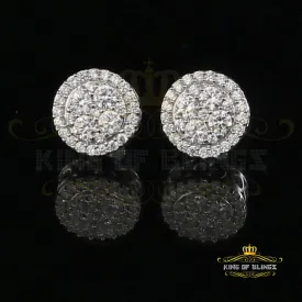 King of Blings- White 925 Sterling Silver 1.77ct Cubic Zirconia Hip Hop Round Earring For Ladies