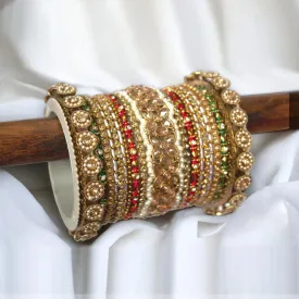 Kundan, Stones & Silk Threads Bridal Bangle Set for Women, Indian Bollywood Jewelry, Set of 2