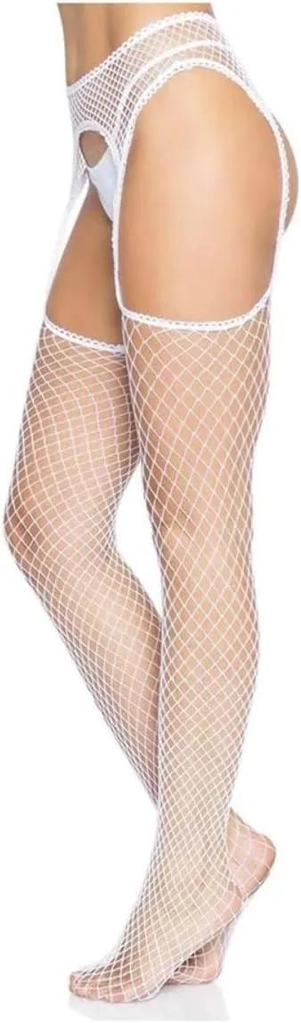 Leg Avenue womens Fishnet Stockings With Attached Garter Belt