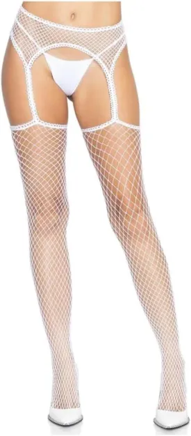 Leg Avenue womens Fishnet Stockings With Attached Garter Belt