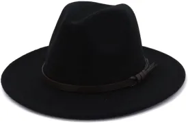 Men Wide Brim Winter Jazz Fedora Hat Fedora Hats with Leather Belt Elegant Lady Church Formal Felted Hats for Women Fengyan Cowboy Hats (Color : C8, Size : 56-58CM)