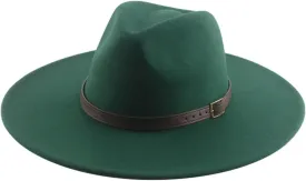 Mnjyihy Women Man Fedoras Hat Winter Felted Hat Big Brim 9.5Cm Belt Band Casual Solid Panama Cap