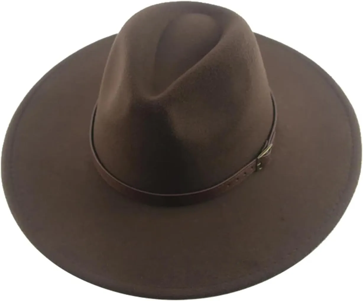 Mnjyihy Women Man Fedoras Hat Winter Felted Hat Big Brim 9.5Cm Belt Band Casual Solid Panama Cap