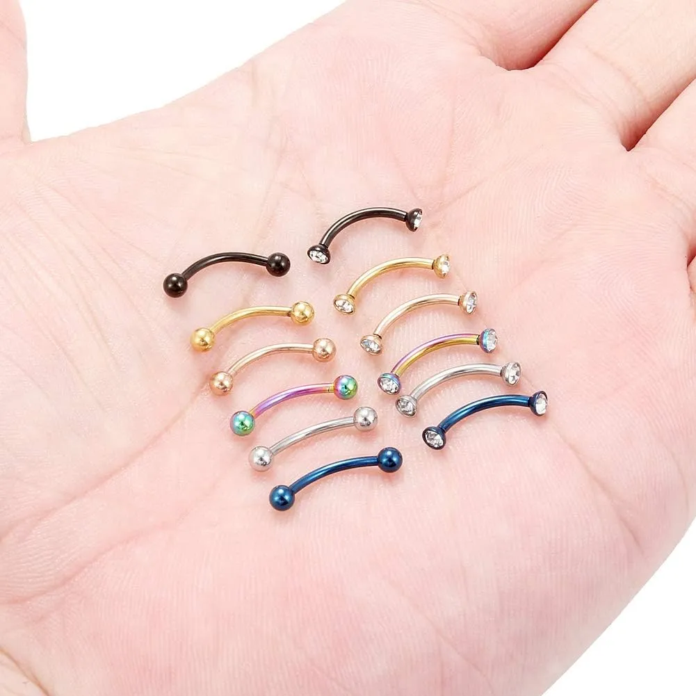 Ocptiy 16G Eyebrow Rook Piercing Jewelry 316L Surgical Steel Vertical Lip Rings Belly Button Ring Curved Barbell Cartilage Helix Daith Earrings Bar 6mm(1/4") 8mm(5/16") 10mm (3/8")