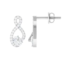 Oval and Round Moissanite Infinity Stud Earrings
