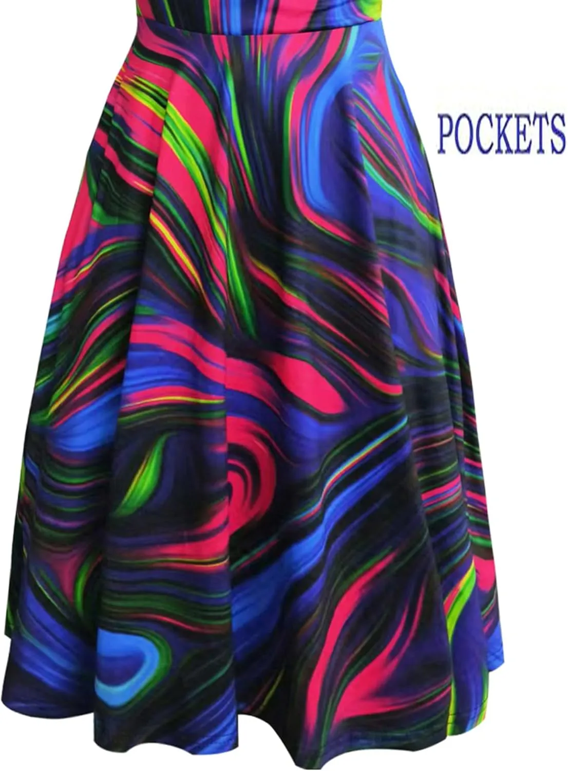 oxiuly Women's Vintage Dot V-Neck Cap Sleeve Casual Pockets Swing Tea Dress OX296