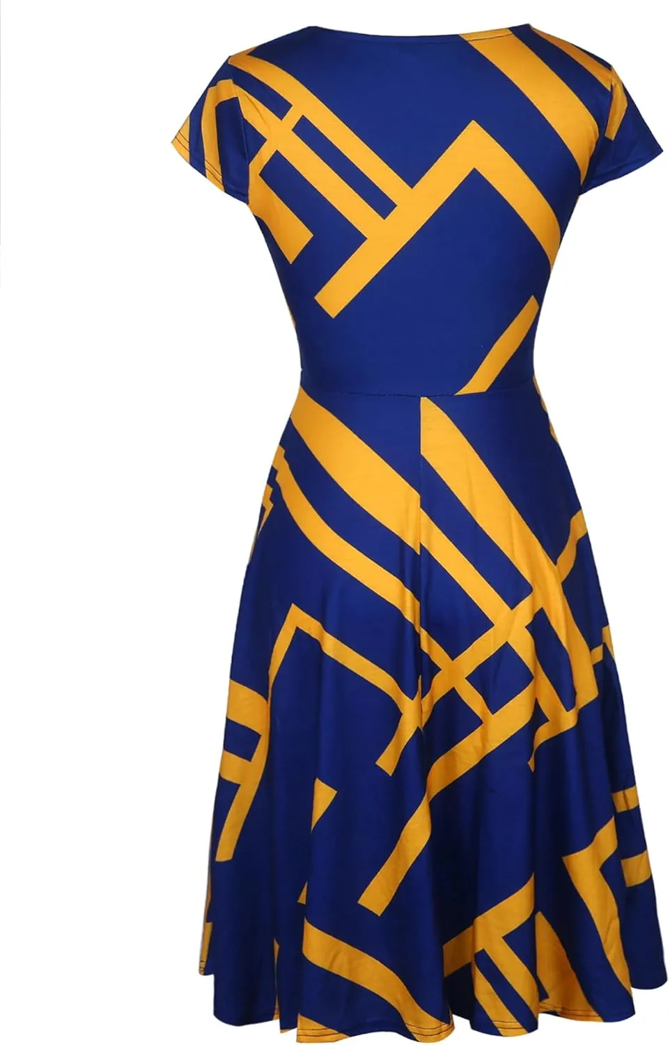 oxiuly Women's Vintage Dot V-Neck Cap Sleeve Casual Pockets Swing Tea Dress OX296