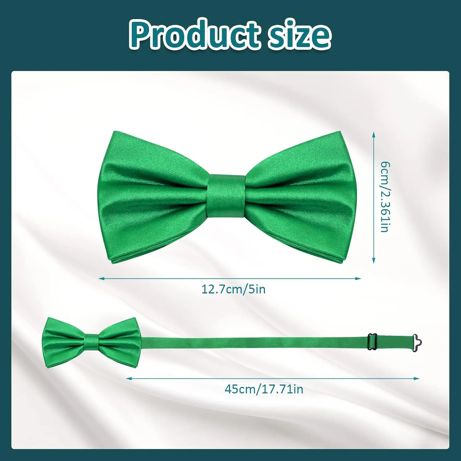 PAFUWEI Men's Pre-Tied Bow Tie, Tux Bowtie Solid Color Neck Bow Ties Adjustable Length Formal Satin Bow Tie for Wedding Party