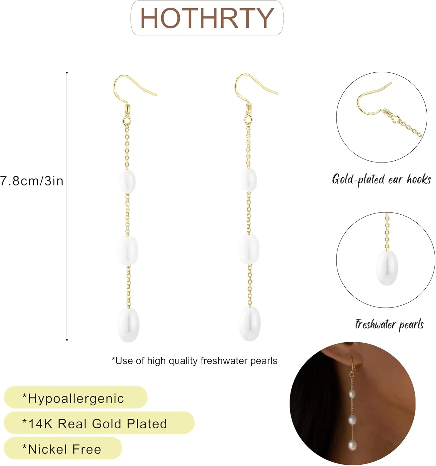 Pearl Earrings for Woman Gold Dangle Aesthetic Dainty Pearl Drop Earrings for Woman Gift and Wedding