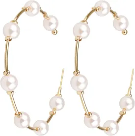 Pearl Hoop Earrings for Women Fashion Hypoallergenic Girls Pearl Earrings Drop Dangle Earrings Jewelry Gifts