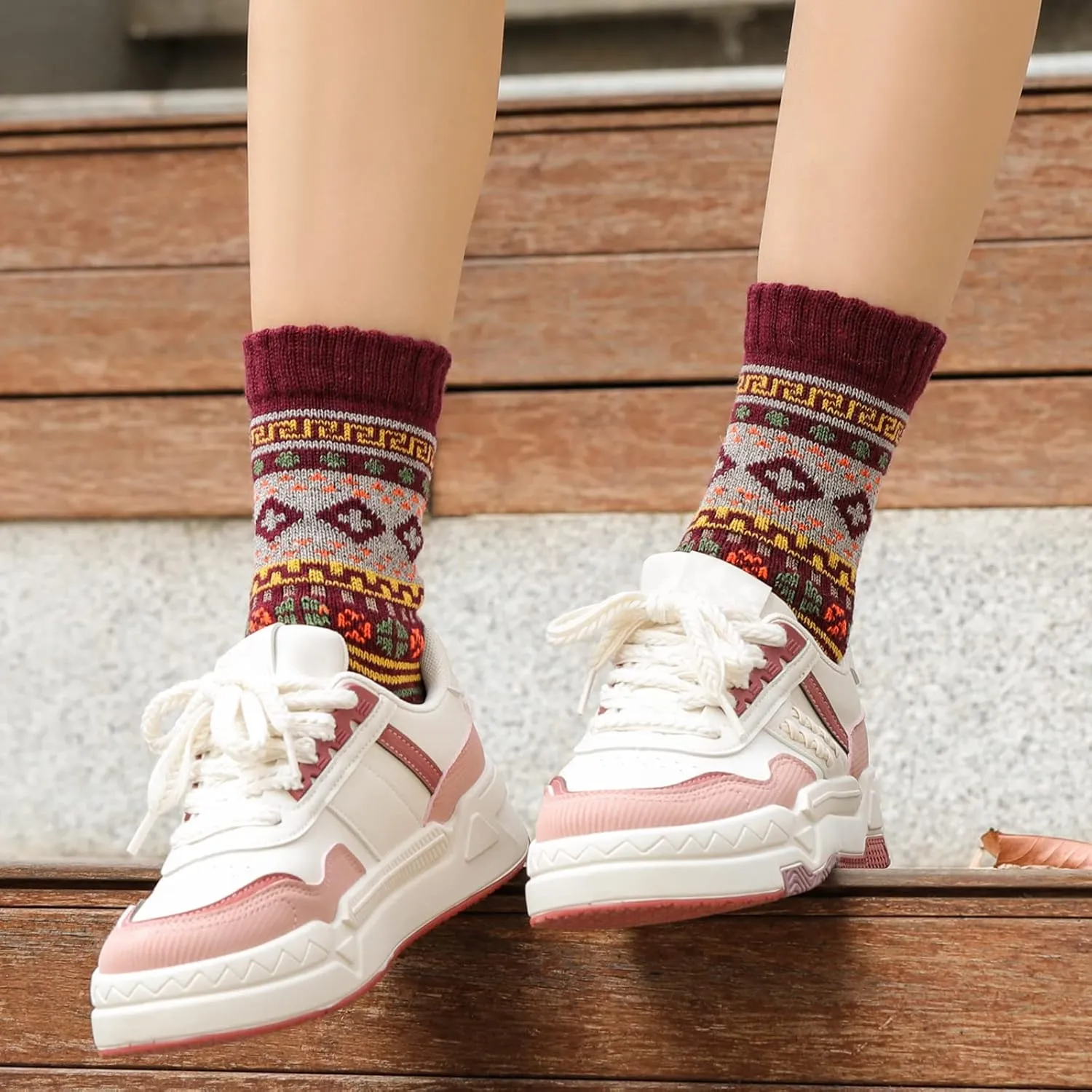 Pleneal Pack Wool Socks for Warm Winter Women Thick Knit Cozy