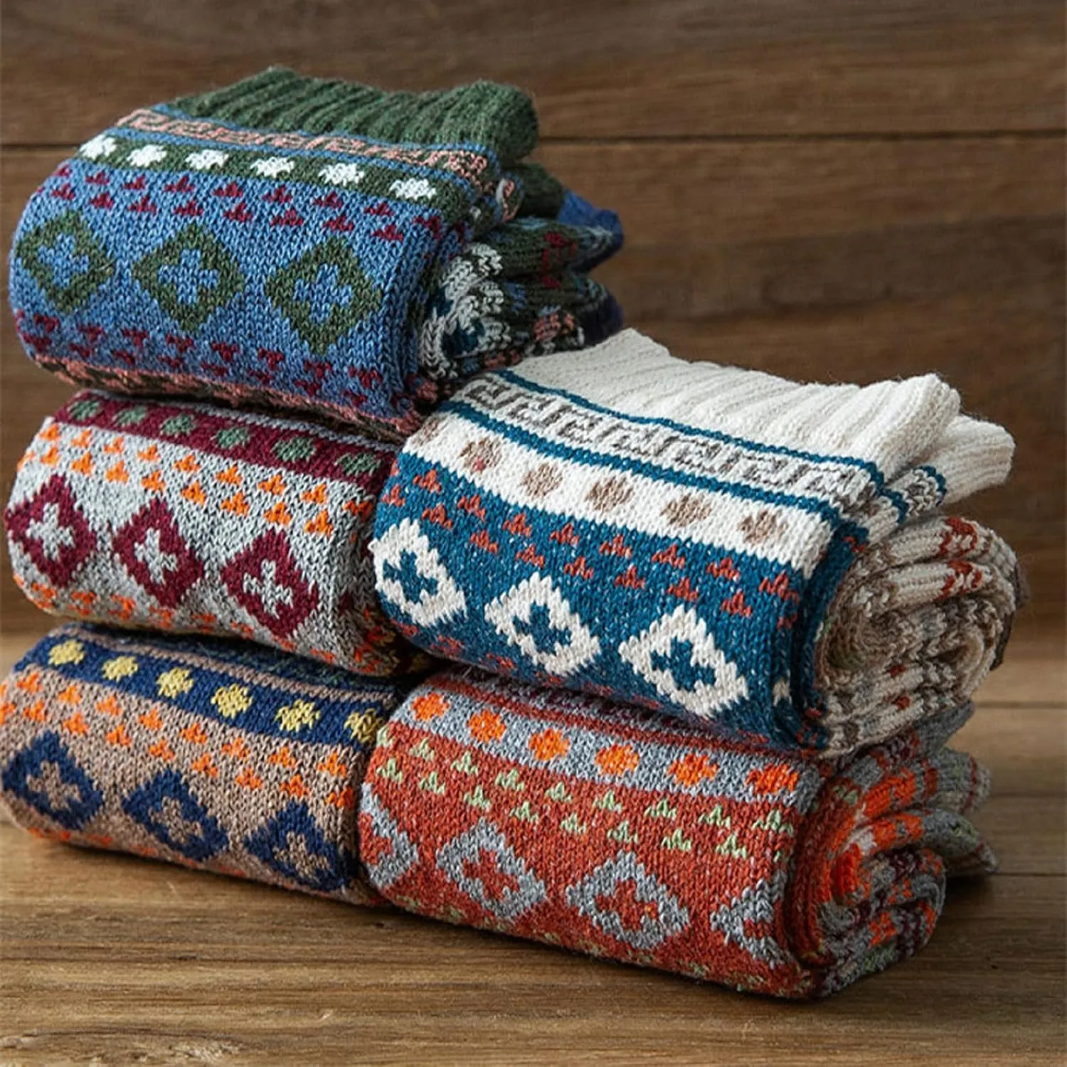 Pleneal Pack Wool Socks for Warm Winter Women Thick Knit Cozy