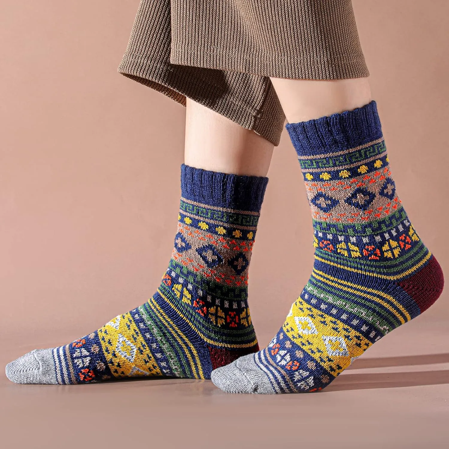 Pleneal Pack Wool Socks for Warm Winter Women Thick Knit Cozy