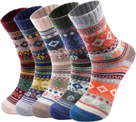 Pleneal Pack Wool Socks for Warm Winter Women Thick Knit Cozy