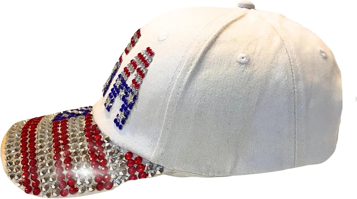 Popfizzy Bling Hat for Women, Fun Rhinestone Baseball Cap, Bedazzled Distressed Denim Hat, Handmade Gifts for Women and Girls
