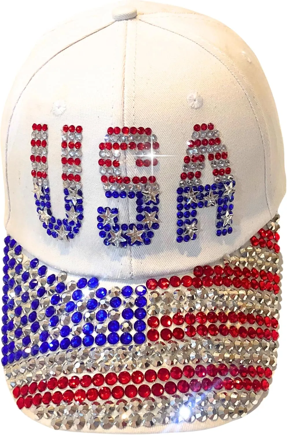 Popfizzy Bling Hat for Women, Fun Rhinestone Baseball Cap, Bedazzled Distressed Denim Hat, Handmade Gifts for Women and Girls
