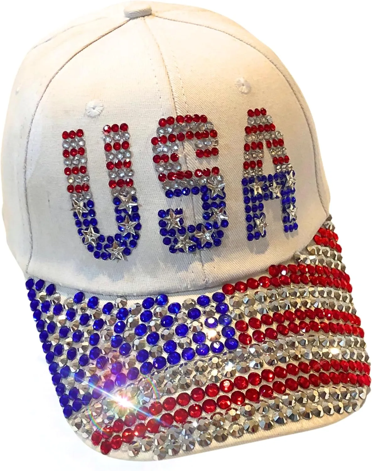 Popfizzy Bling Hat for Women, Fun Rhinestone Baseball Cap, Bedazzled Distressed Denim Hat, Handmade Gifts for Women and Girls