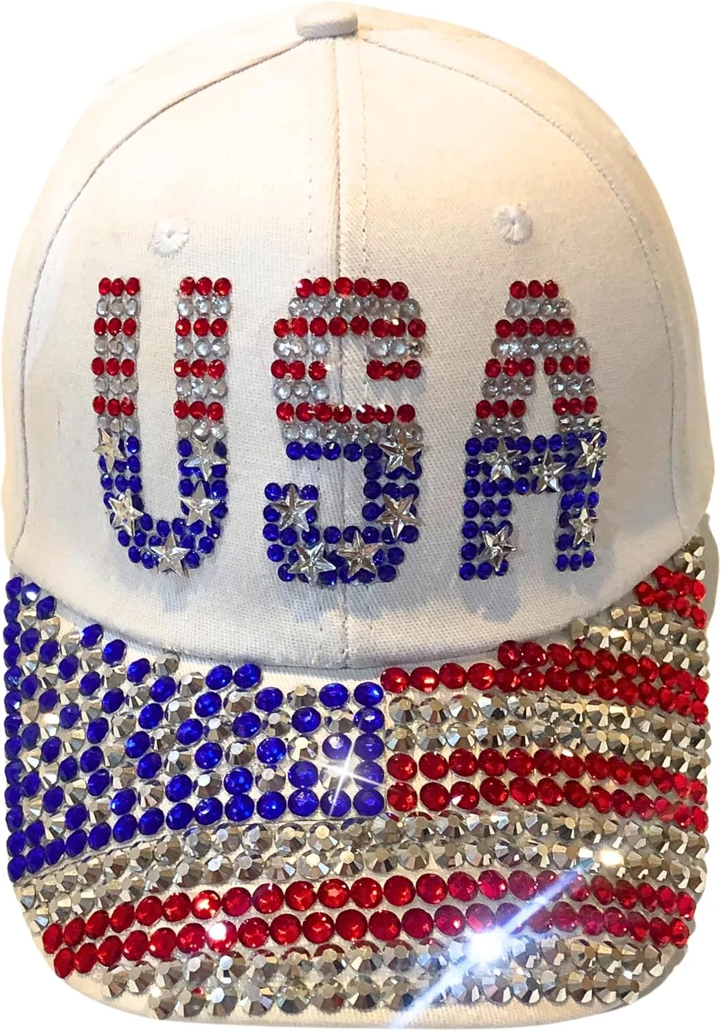 Popfizzy Bling Hat for Women, Fun Rhinestone Baseball Cap, Bedazzled Distressed Denim Hat, Handmade Gifts for Women and Girls
