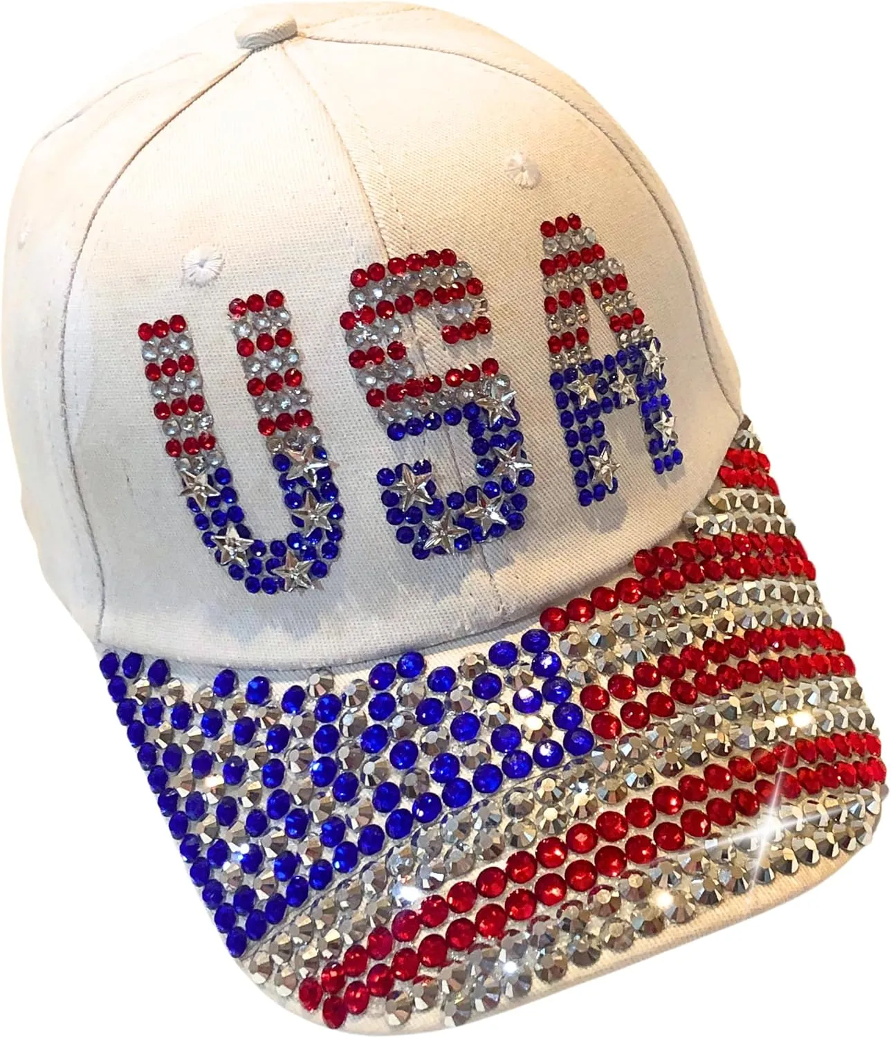 Popfizzy Bling Hat for Women, Fun Rhinestone Baseball Cap, Bedazzled Distressed Denim Hat, Handmade Gifts for Women and Girls