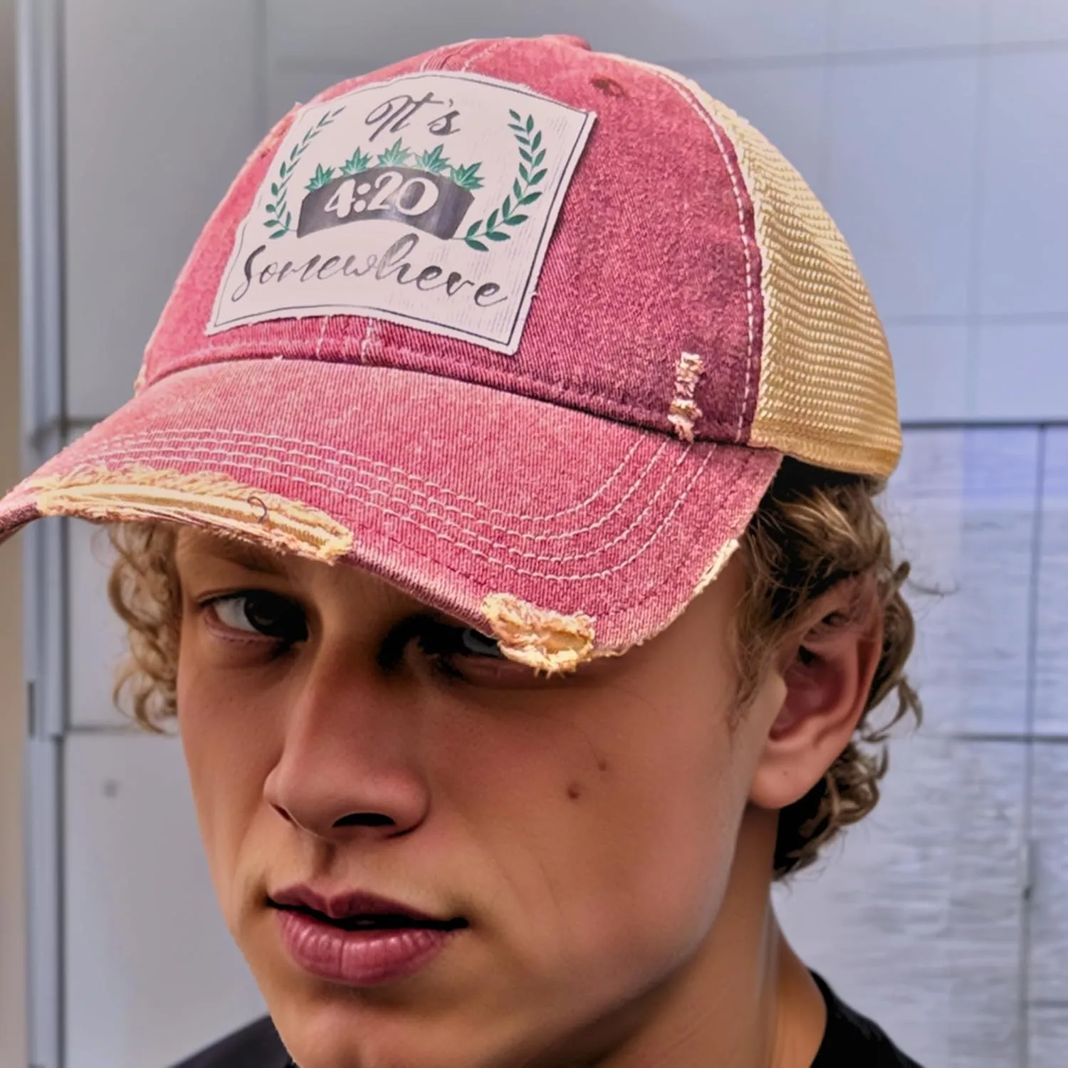 Popfizzy Funny Vintage Trucker Hats for Women and Men, Adult Humor Caps, Unisex Distressed Baseball Caps, Adjustable Snapback