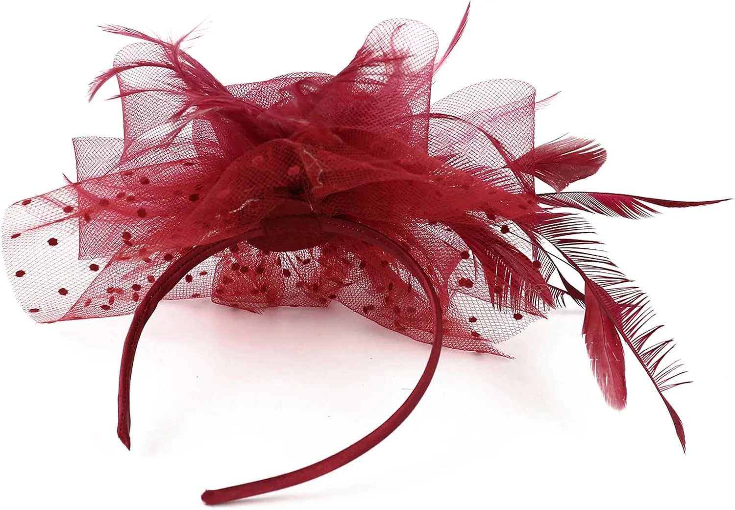QDC Fascinators for Women Tea Party Headband Hats Cocktail Flower Mesh Feathers Headwear Hair Clip for Wedding
