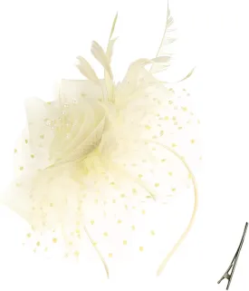 QDC Fascinators for Women Tea Party Headband Hats Cocktail Flower Mesh Feathers Headwear Hair Clip for Wedding