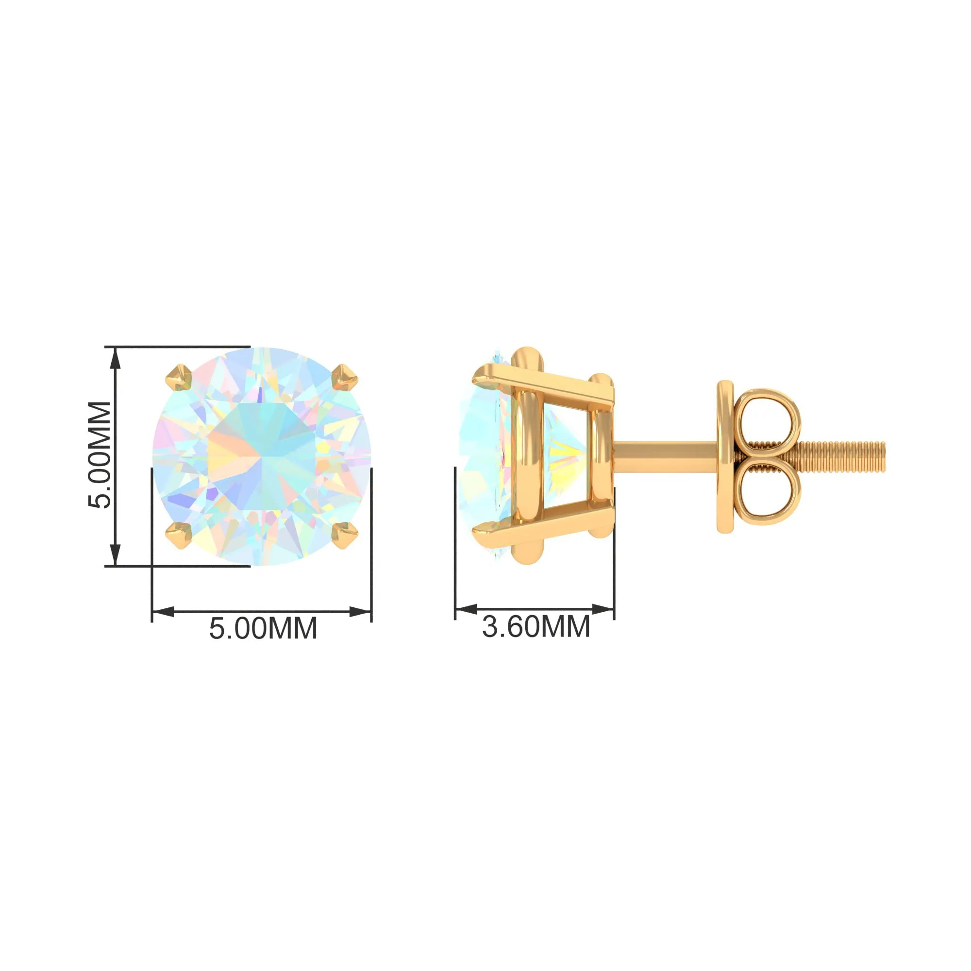 Real Ethiopian Opal Solitaire Stud Earrings