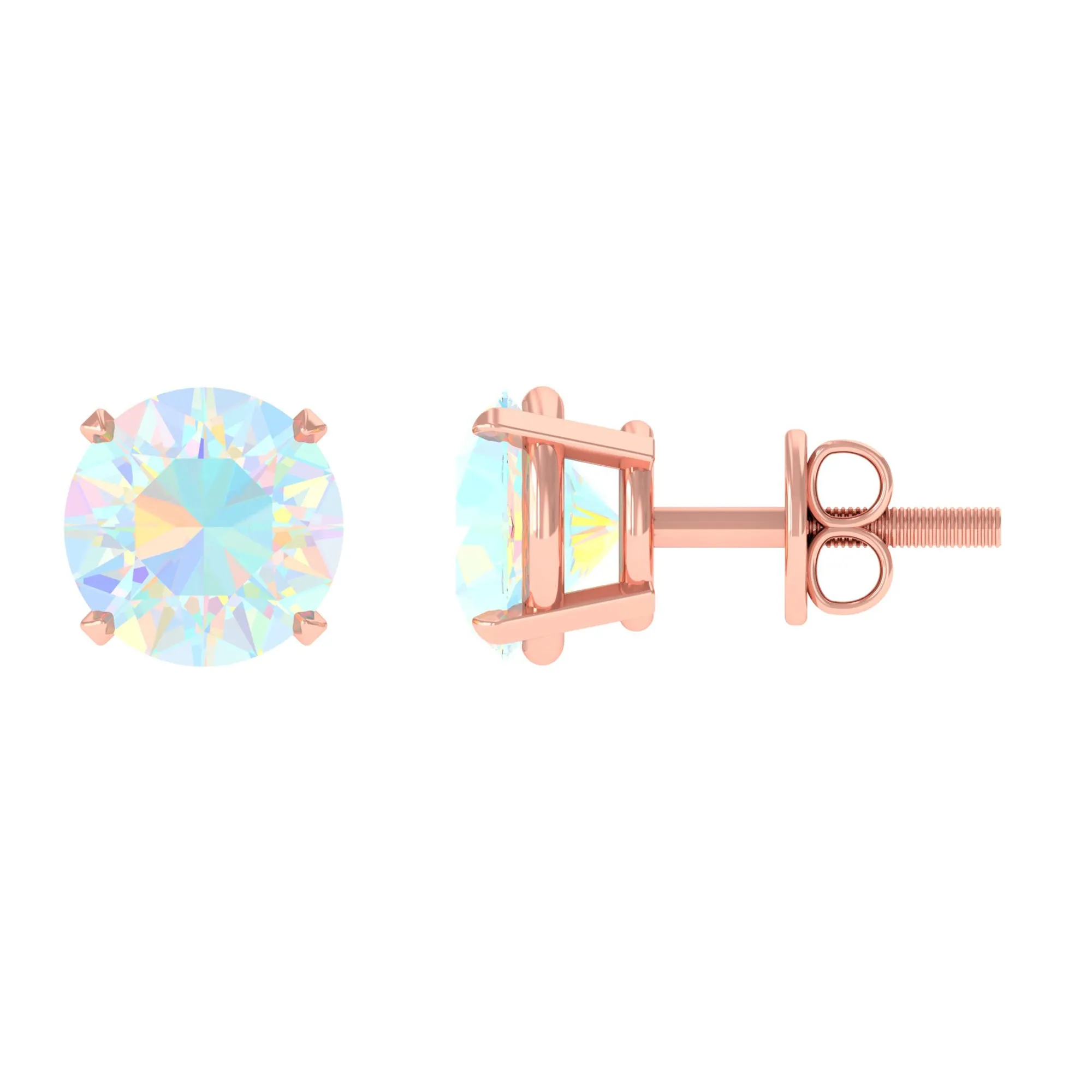 Real Ethiopian Opal Solitaire Stud Earrings