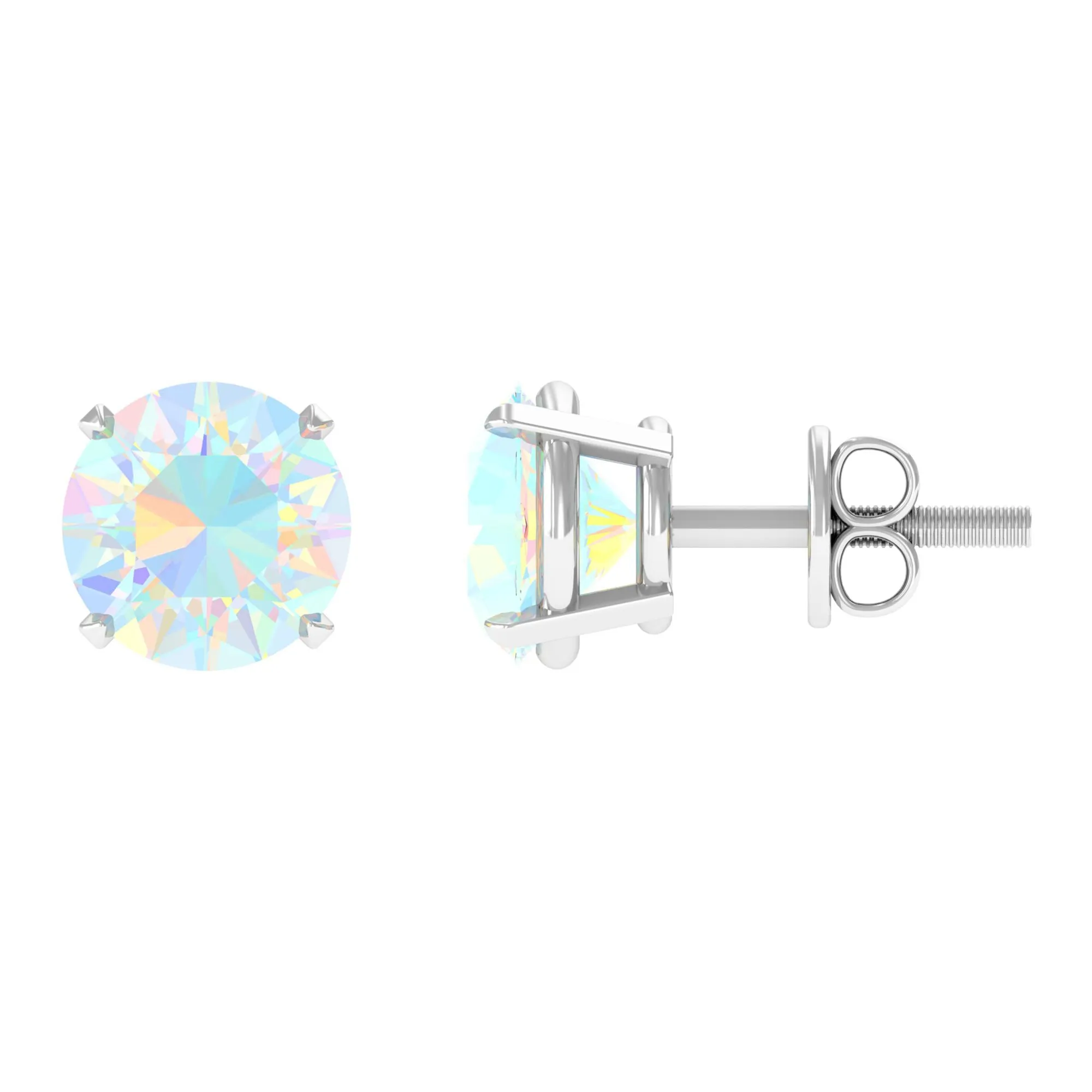 Real Ethiopian Opal Solitaire Stud Earrings