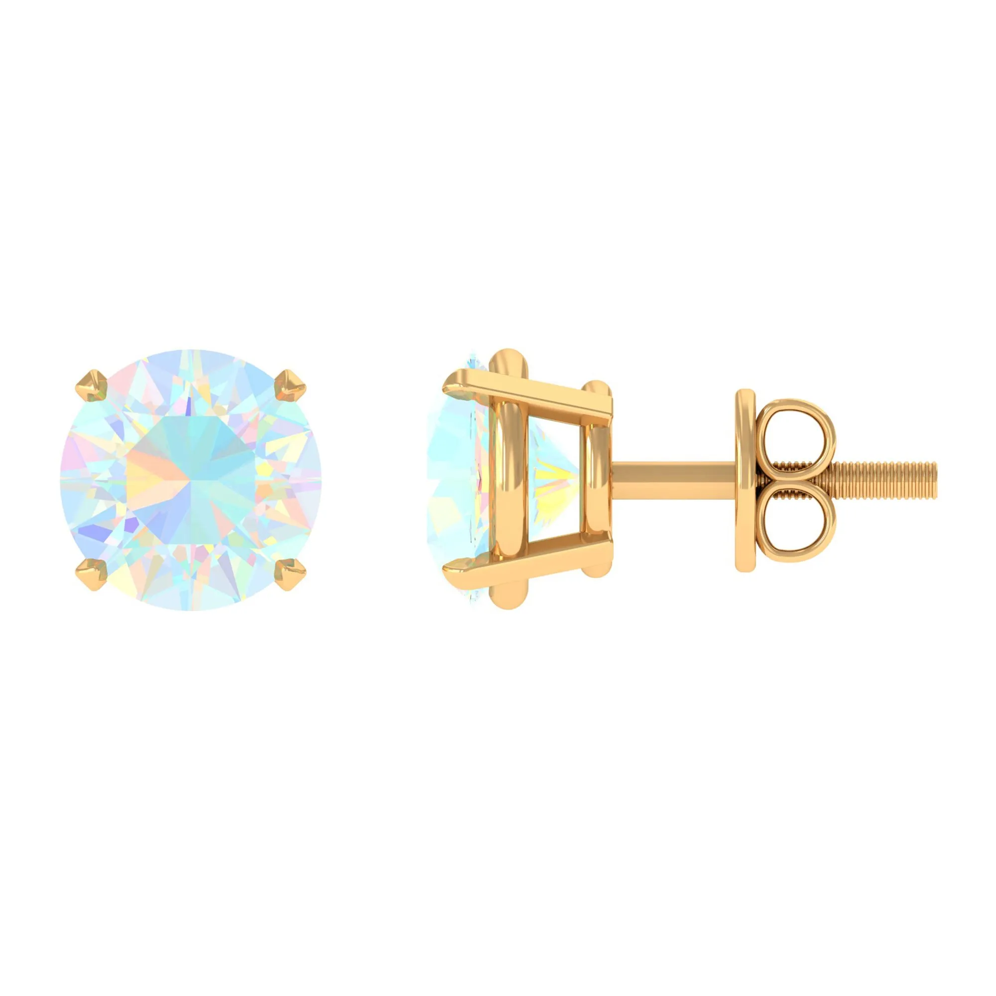 Real Ethiopian Opal Solitaire Stud Earrings