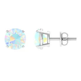 Real Ethiopian Opal Solitaire Stud Earrings