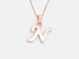 Rose Gold Letter N Pendant - Alphabet Letter Necklace - Large Letter N Pendant