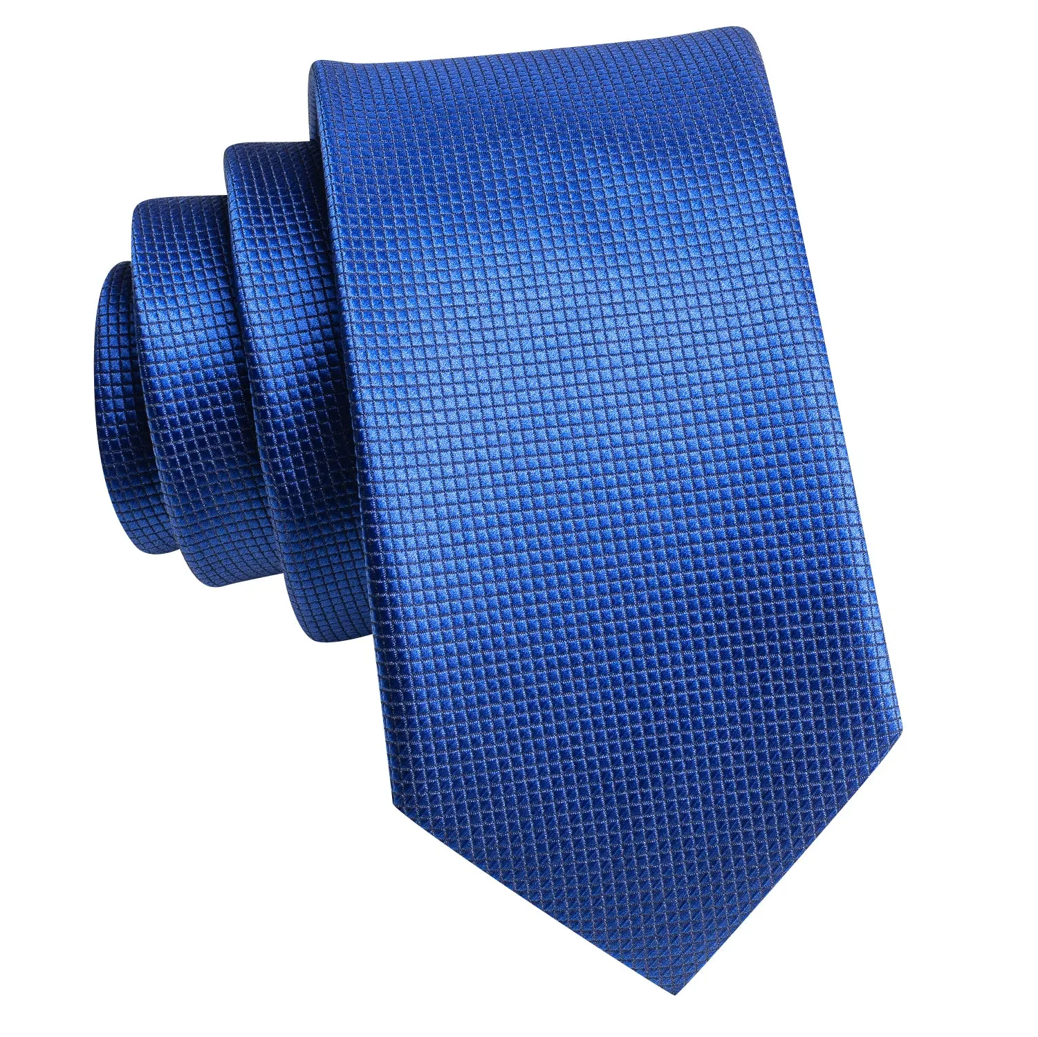 Royal Blue Plaid Children's Kids Boys Tie Pocket Square 6cm