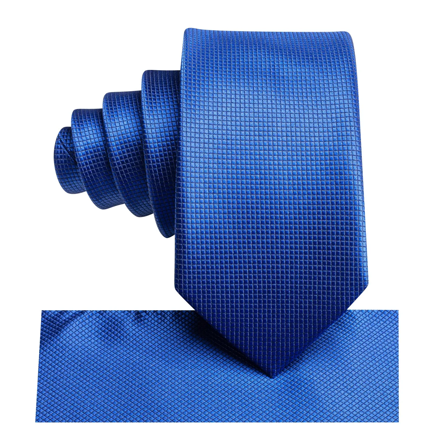 Royal Blue Plaid Children's Kids Boys Tie Pocket Square 6cm