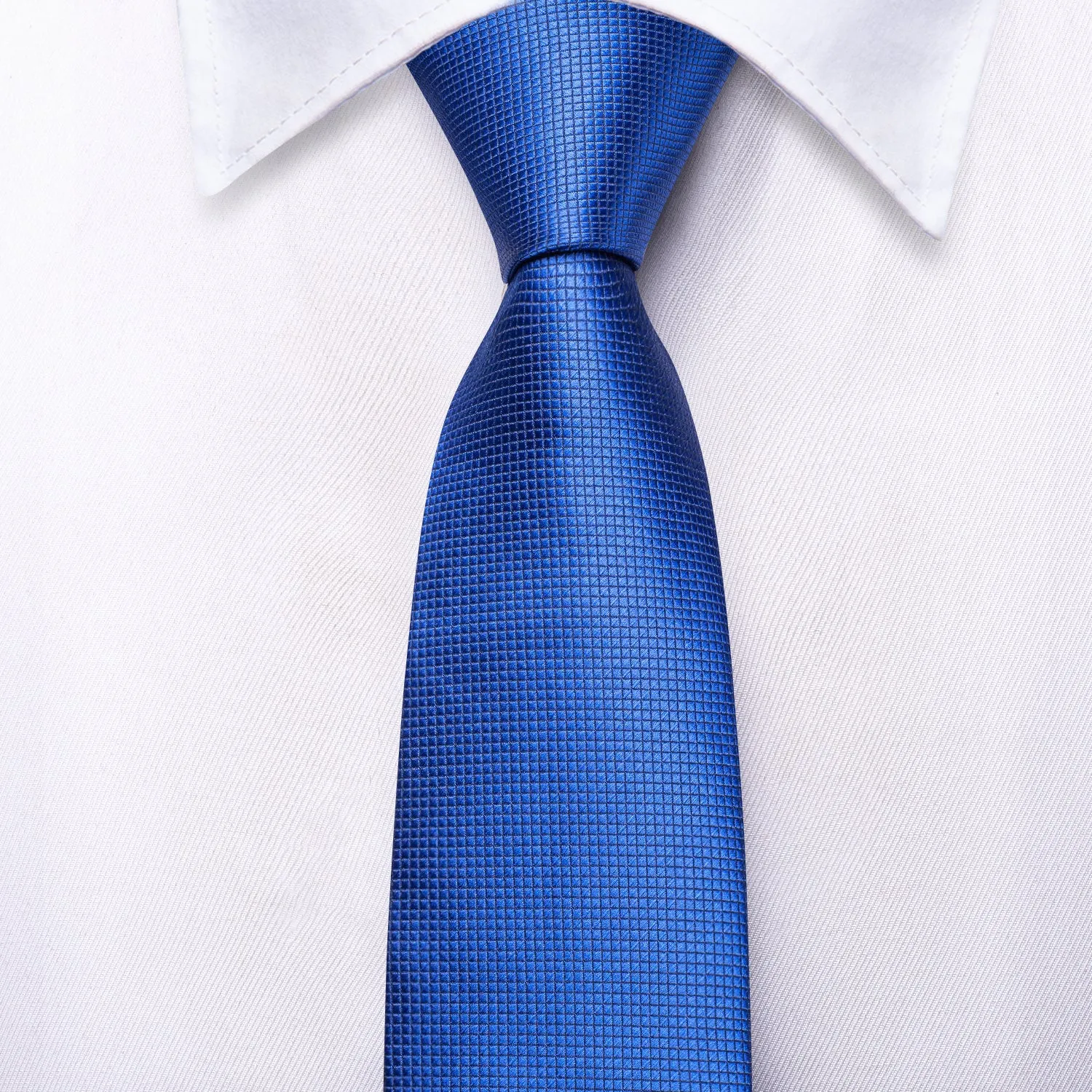 Royal Blue Plaid Children's Kids Boys Tie Pocket Square 6cm