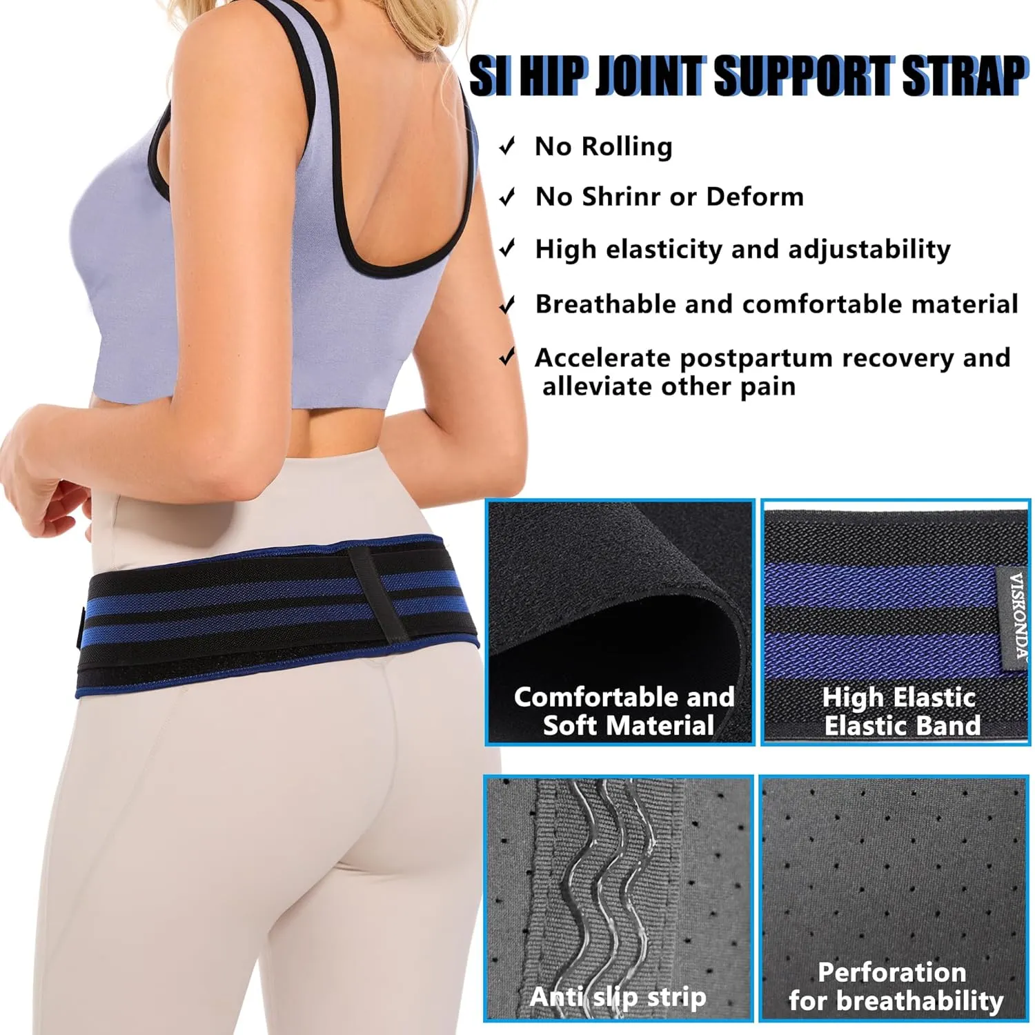 Sacroiliac SI Joint Belt - Lower Back Brace for Men and Women,Hip Braces for Pain Relief,Pelvic Support Belt for Sciatica Pelvis Lumbar(Large,Hip circumference45-54")