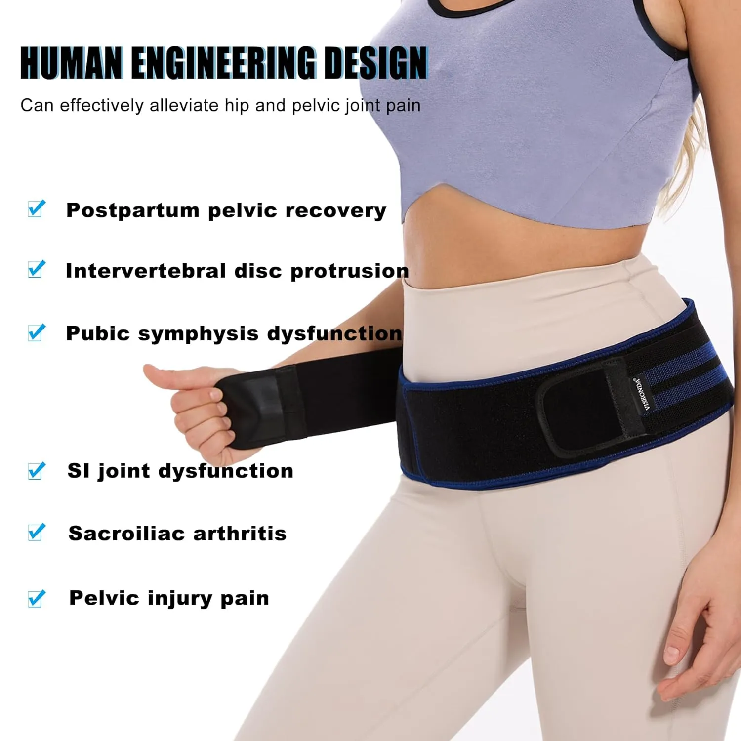 Sacroiliac SI Joint Belt - Lower Back Brace for Men and Women,Hip Braces for Pain Relief,Pelvic Support Belt for Sciatica Pelvis Lumbar(Large,Hip circumference45-54")