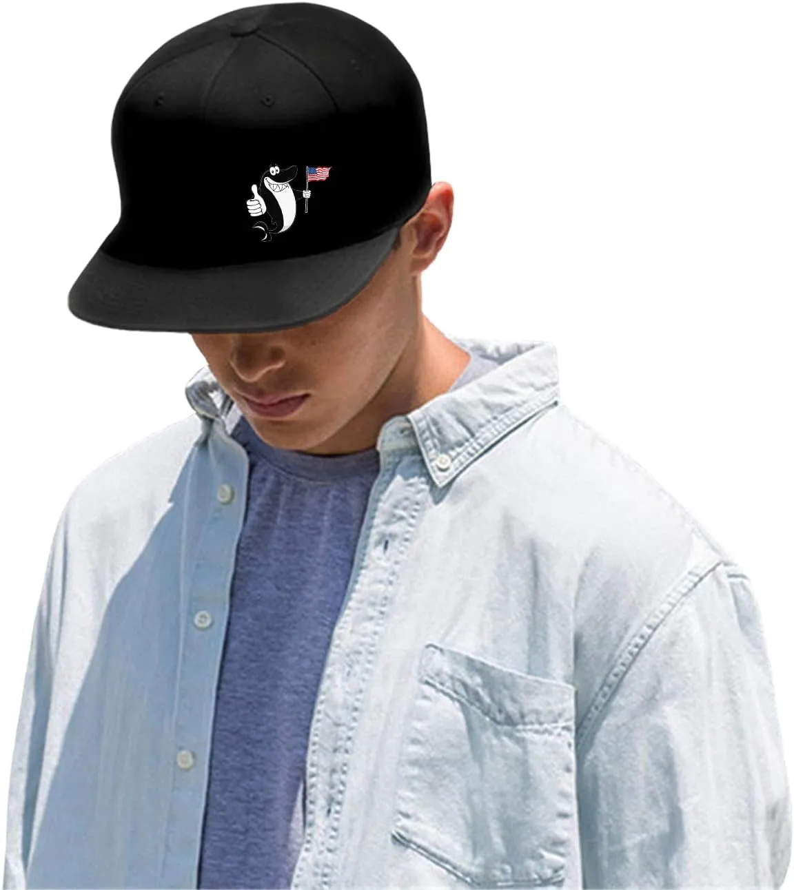 Snap Backpack Hat for Men Skull Hat Snapback Hats Flat Bill Baseball Cap Adjustable Skeleton Hand Black