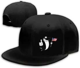 Snap Backpack Hat for Men Skull Hat Snapback Hats Flat Bill Baseball Cap Adjustable Skeleton Hand Black