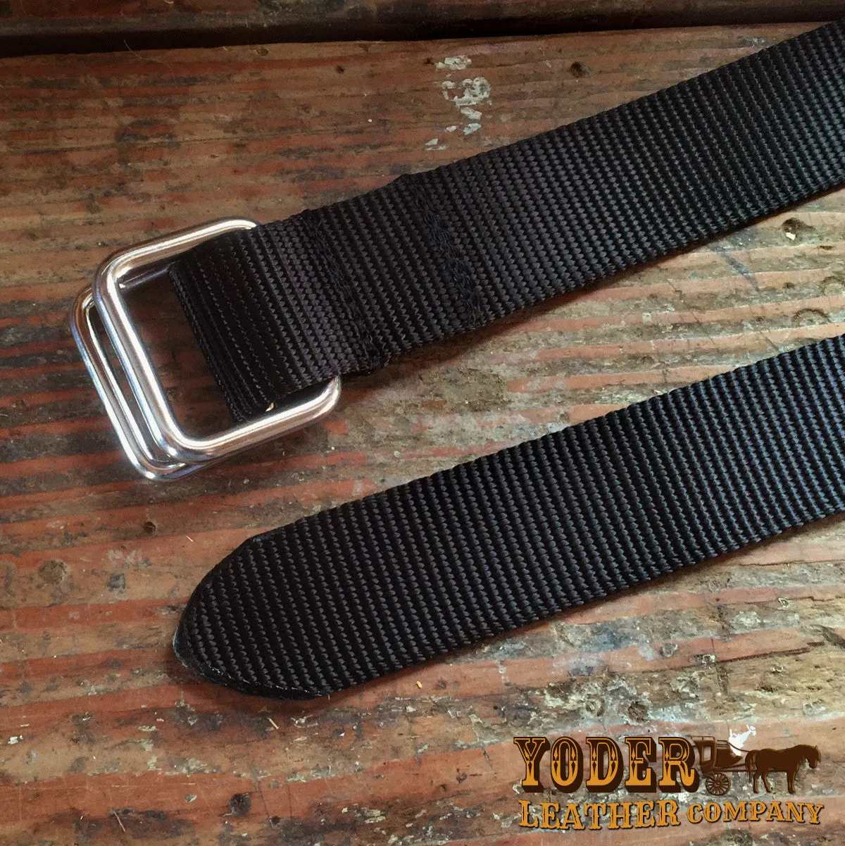 Square Ring Black Nylon Belt