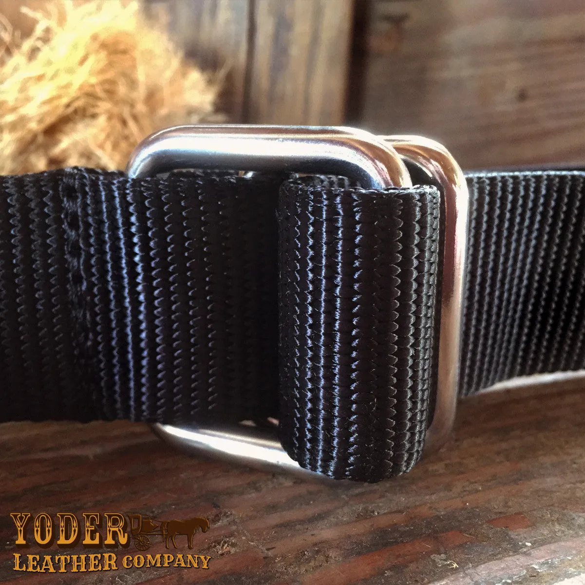Square Ring Black Nylon Belt