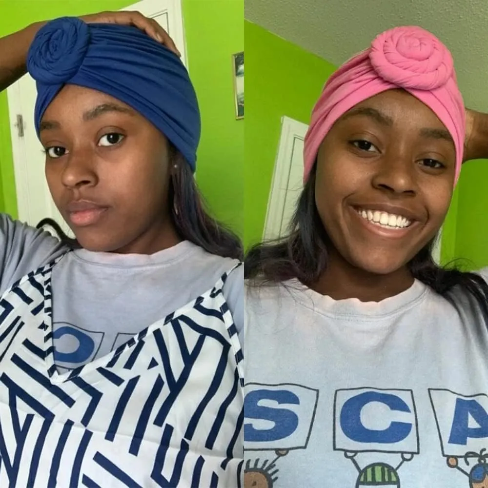 Stretch Turban Hats for Women - African Knot Headwraps Soft Pre Tied Bonnet Hair wrap Pretied for Black Women