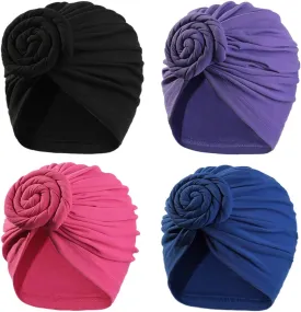 Stretch Turban Hats for Women - African Knot Headwraps Soft Pre Tied Bonnet Hair wrap Pretied for Black Women