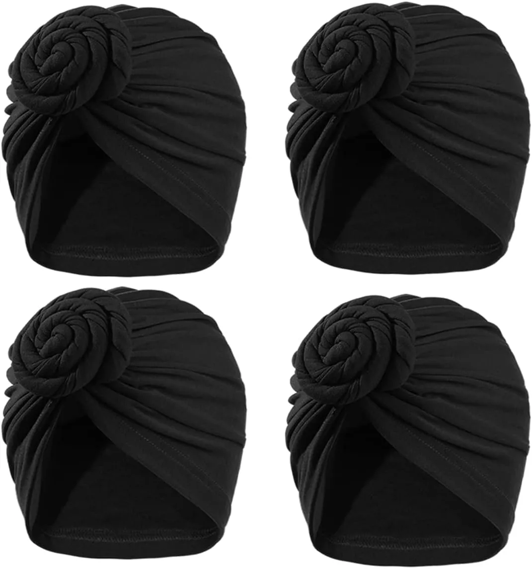 Stretch Turban Hats for Women - African Knot Headwraps Soft Pre Tied Bonnet Hair wrap Pretied for Black Women