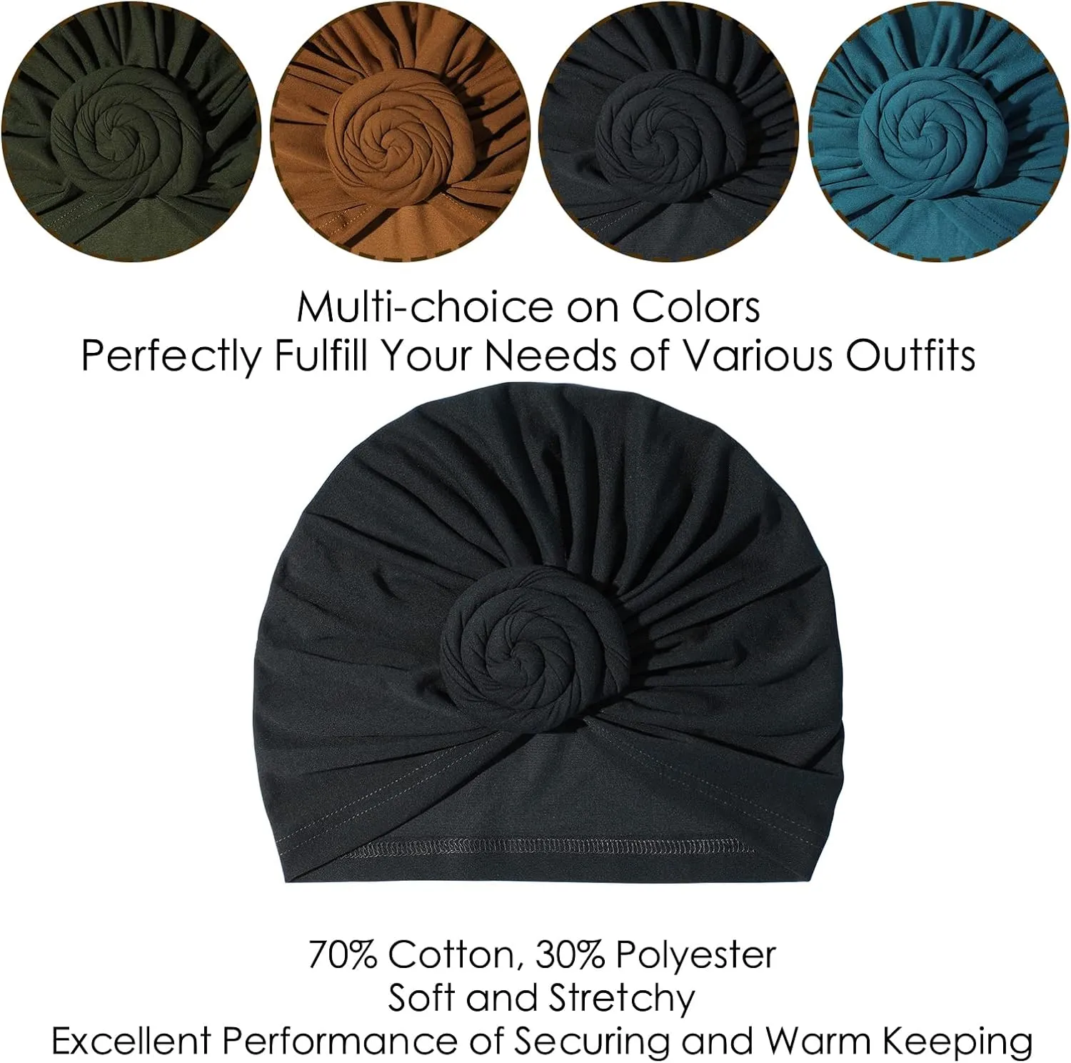 Stretch Turban Hats for Women - African Knot Headwraps Soft Pre Tied Bonnet Hair wrap Pretied for Black Women